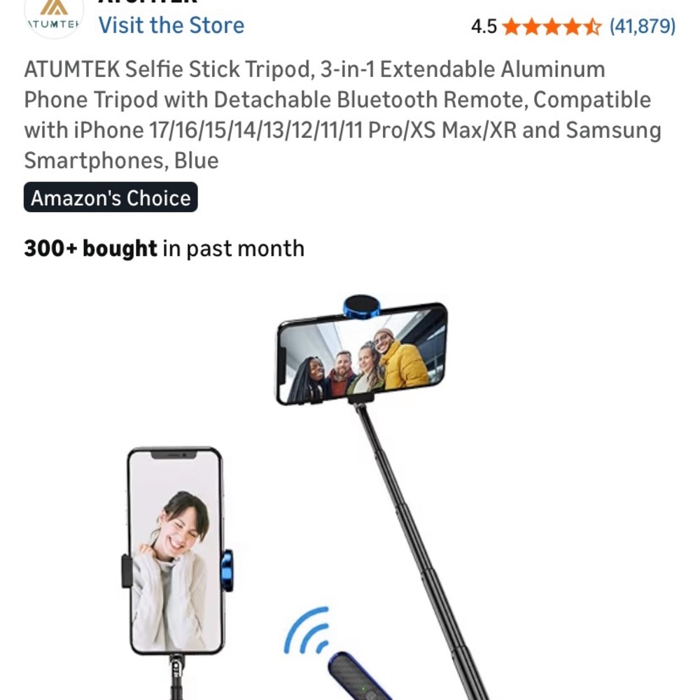 Top Rated Atumtek Selfie Stick Tripod with Remote Photo Taking capabilities - Picture 5 of 15